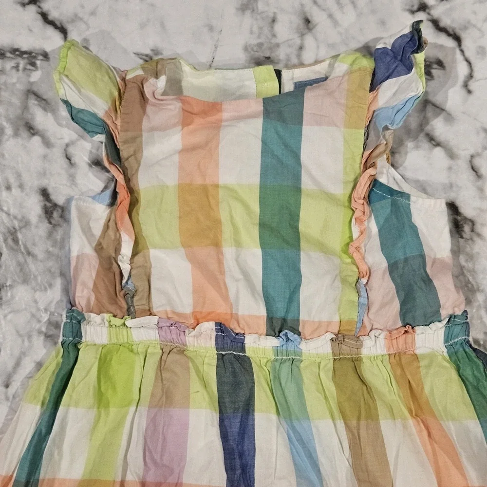 Baby Gap Girls Pastel Plaid Dress Size 5 Flutter Sleeve‎ Spring Easter